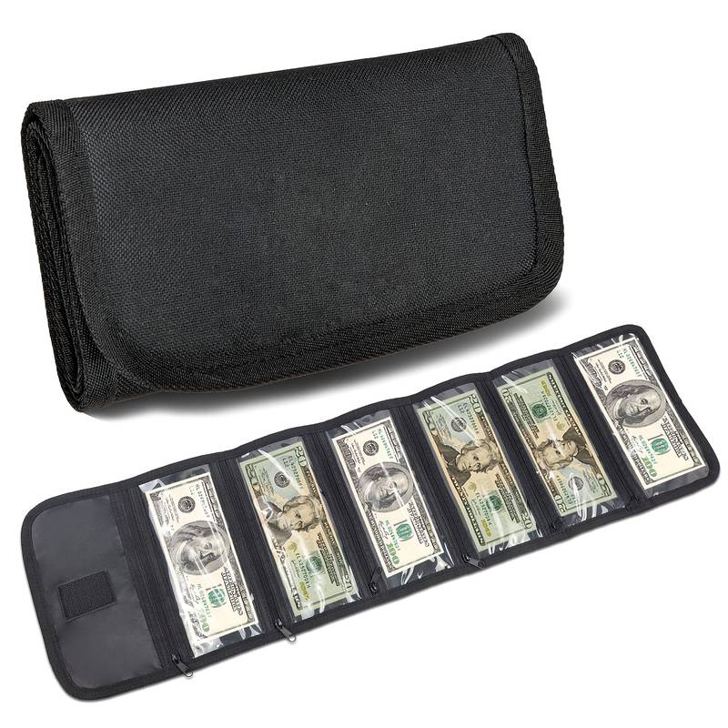 Money Wallet, Money Organizer for Cash with 6 Zippered Pocket, Multipack Money Pouch, Cash Bill Organizer, Envelope Wallet Money Bag, Small Travel